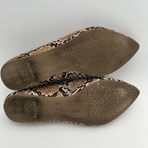 Steve Madden Feather Studded Loafer Flat Womens 6.5 Snake Print Leather Reptile - Picture 7 of 8